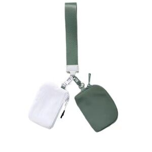 Green and White Dual Pouch with Strap